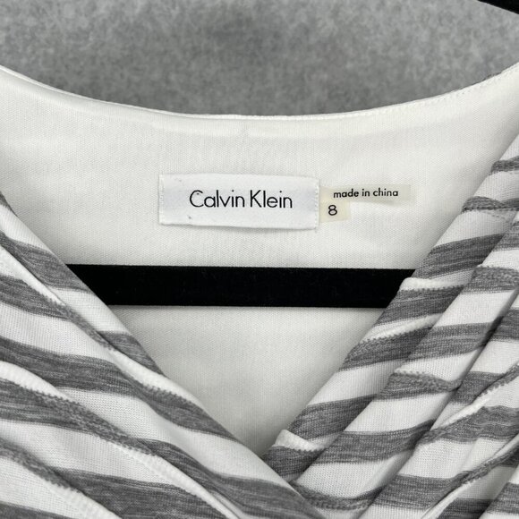 Calvin Klein Textured Sheath Dress Size 8 Gray White Office Career Neutral NEW - Picture 7 of 12